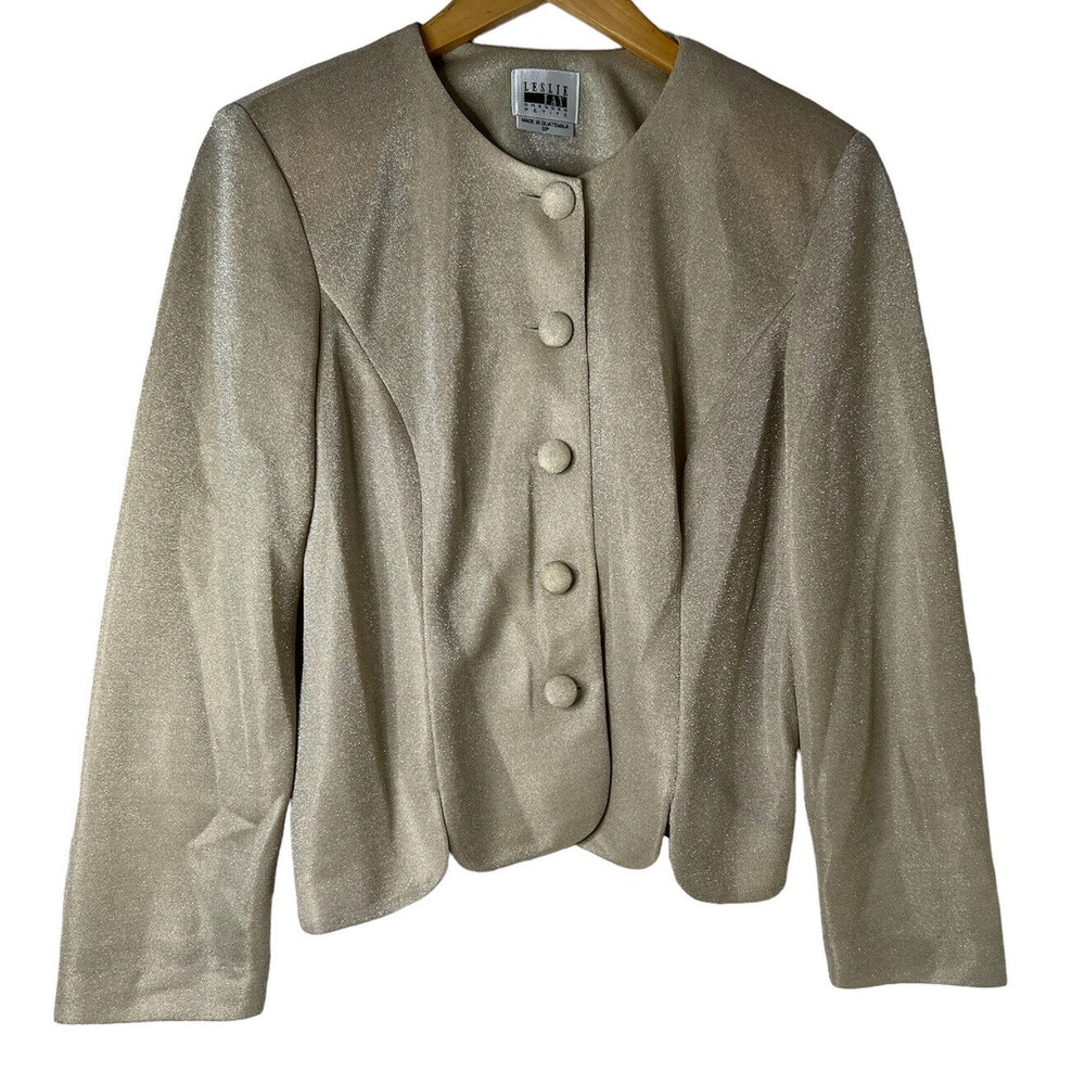 Vintage Haberdashery A Leslie Fay Company Woman's Beige Blazer Petite SZ 12